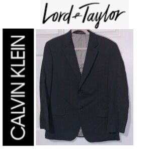 🍾 CALVIN KLEIN LORD & TAYLOR Classic Black Men's 100% Wool Blazer 42R
